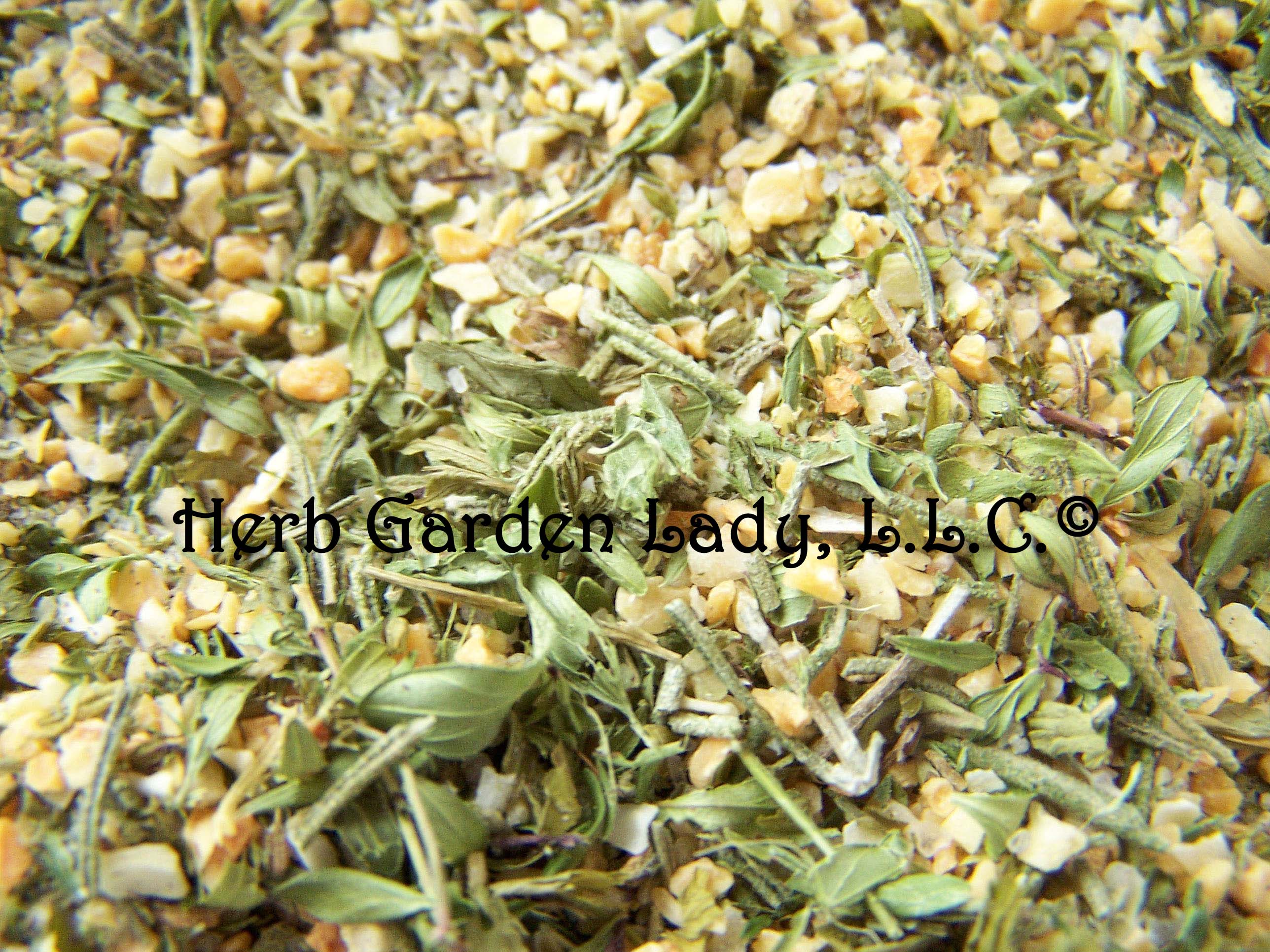 Savory herb rub using garlic, thyme, sea salt, rosemary and freshly ground pepper.